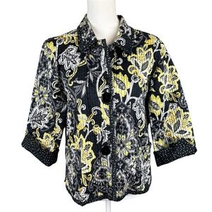 Peck‎ & Peck Weekend Quilted Reversible Jacket Womens XL Navy Polka Dot Paisley